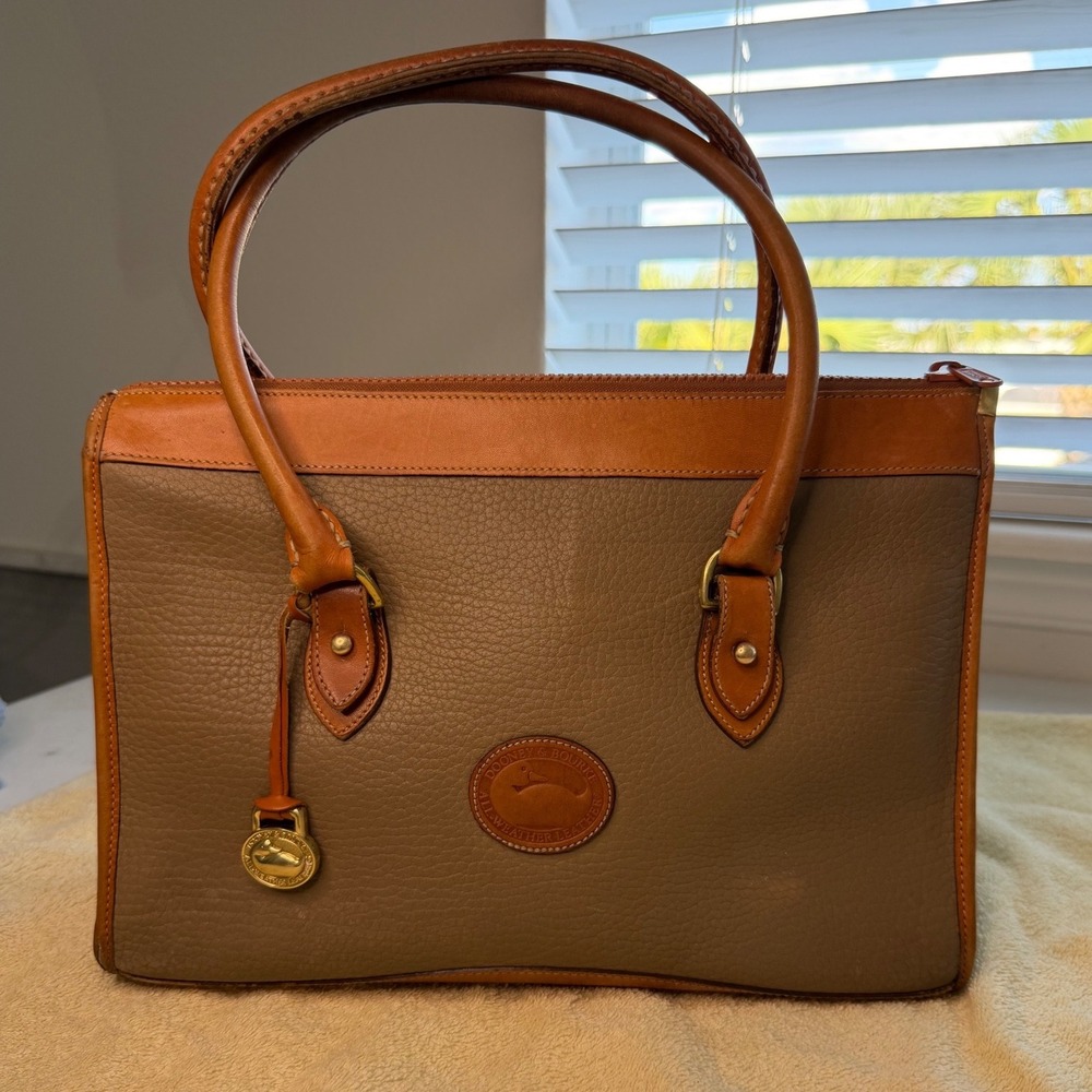 Dooney & Bourke Vintage All Weather Leather Satchel Taupe Tan USA A3910760 - Picture 7 of 16
